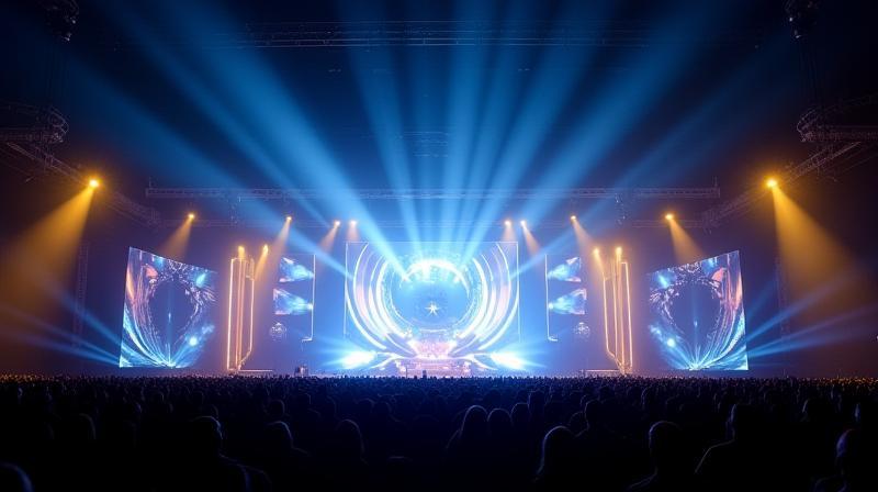 Grand event stage with dynamic lighting and audience engagement at Emirates Vision Shows